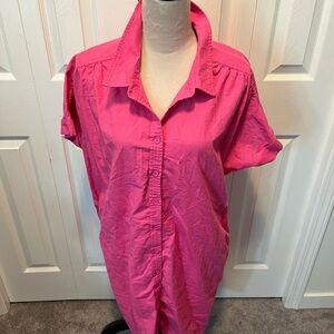 Wishlist size L Linen Blend Vibrant Pink Button-Up Shirt